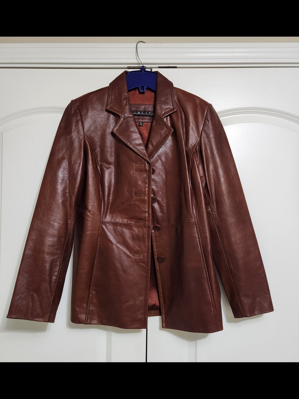 Vintage Chestnut Brown Leather Tailored Blazer Jacket/ 90's